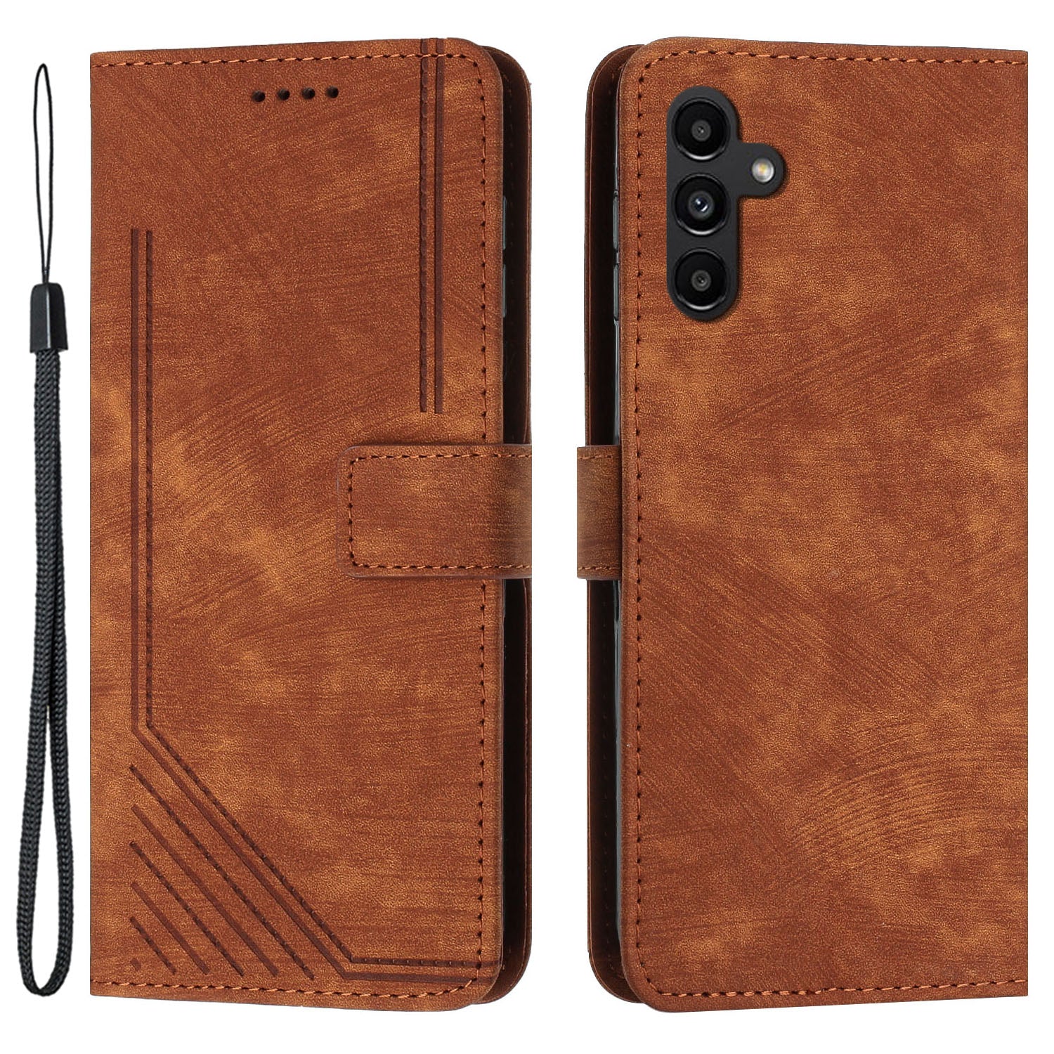 PU Leather Phone Shell For Samsung Galaxy S23 FE Skin-touch Wallet Phone Case Imprinted Lines Stand Cover PU Leather Phone Shell For Samsung Galaxy S23 FE Skin-touch Wallet Phone Case Imprinted Lines Stand Cover
